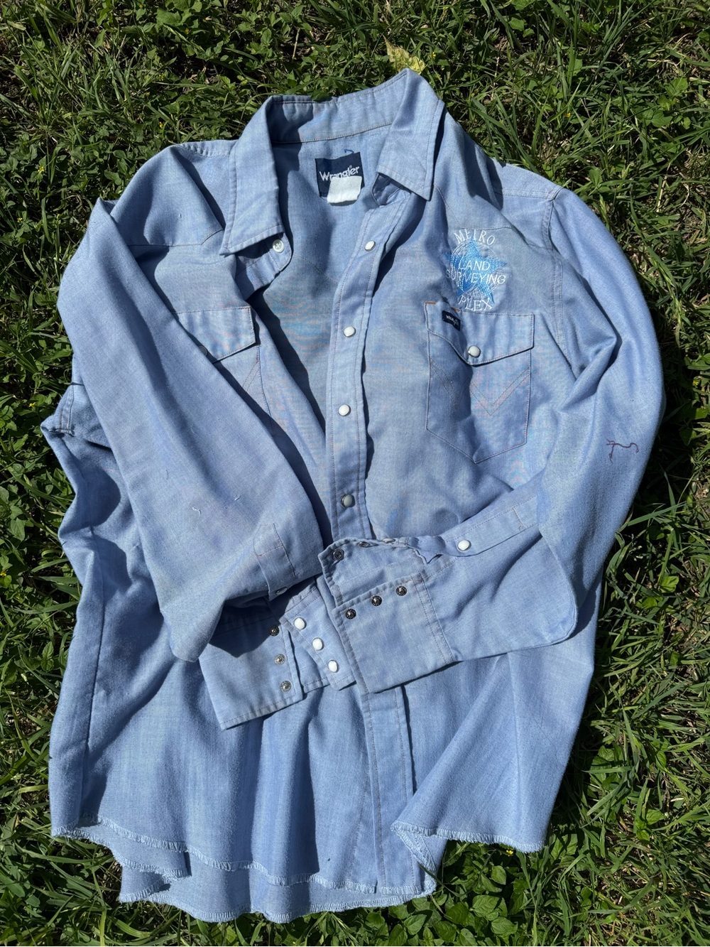 Wrangler Light Blue Men's Western Snap Button-Down Shirt